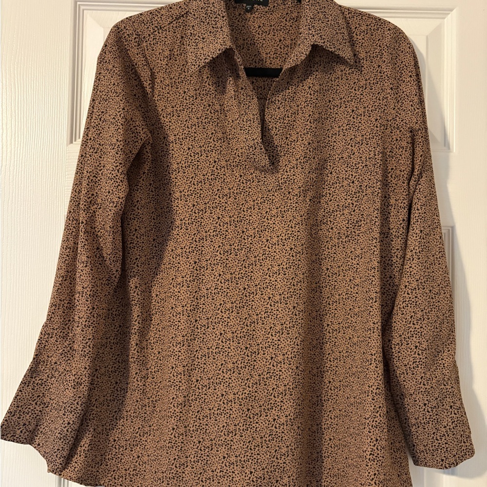 Pleione Tan Patterned Blouse